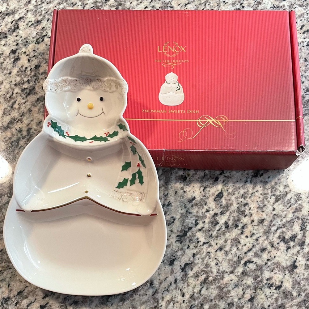 NEW IN BOX Lenox Snowman Sweets Dish in Original Box
